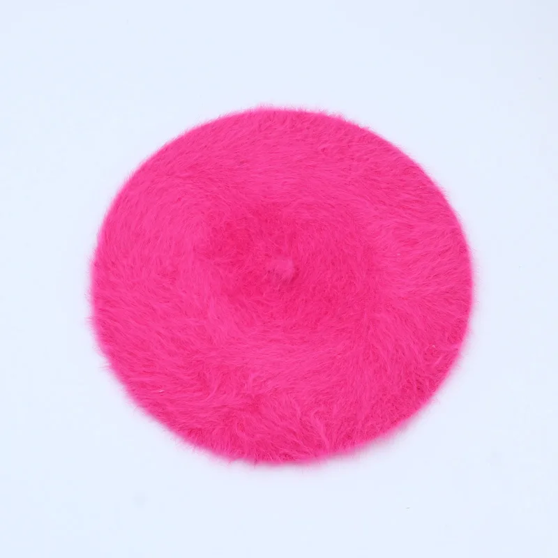 rose red 1 шт. женская элегантная разноцветная Шапка-берет из меха кролика - Цвет: rose red
