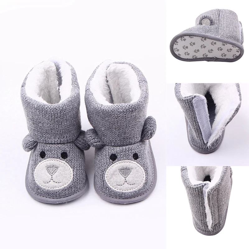 

Детские зимние ботинки для младенцев, малышей, новорожденных, милая обувь с мультяшным медведем, для девочек и мальчиков, обувь для первых ш...