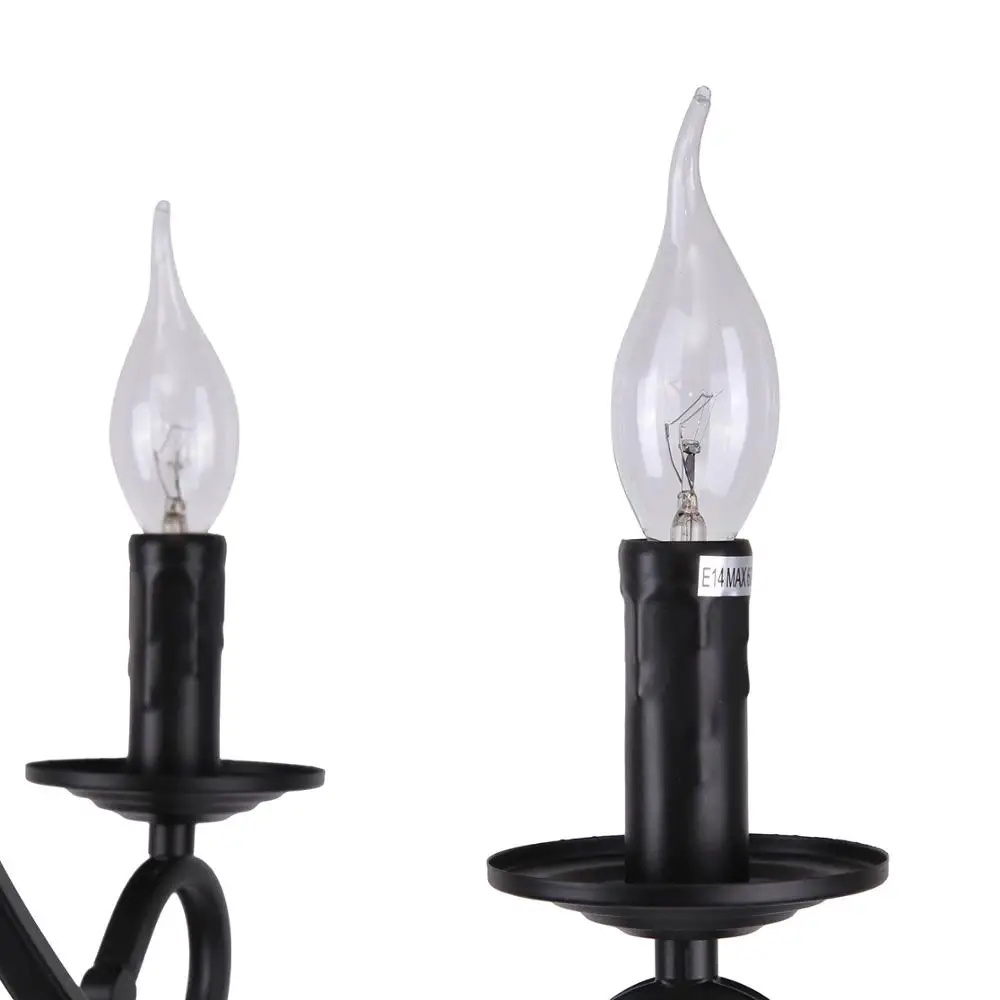 Классическая черная матовая винтажная классическая люстра с 5 элементами | Лампы