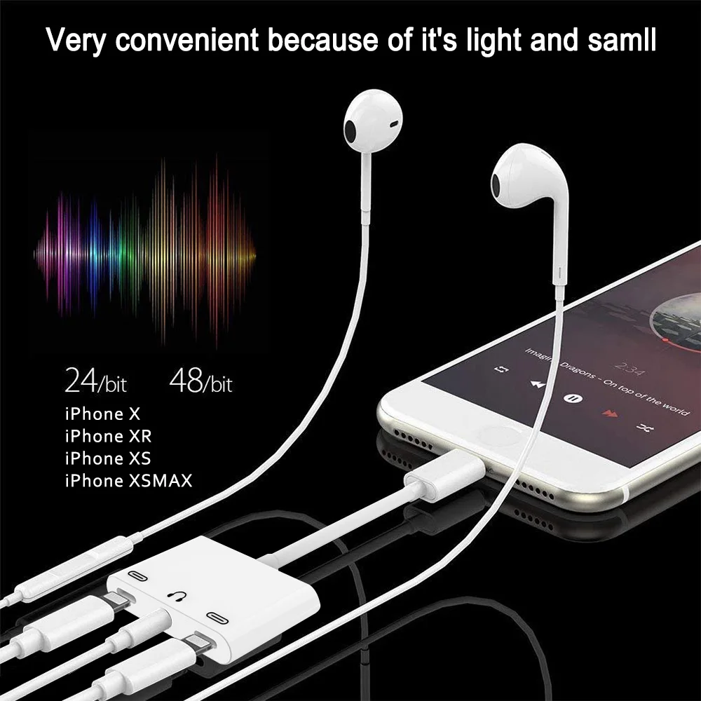 Аудиоразветвитель 3 в 1 для наушников Lightning и Dual Light ning разъем Aux 5 мм iPhone X/XR/XS