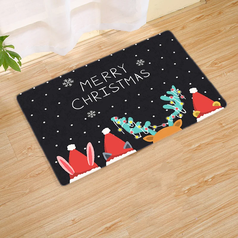 Рождественский красный напольный коврик с оленем для дома прикроватный кухни