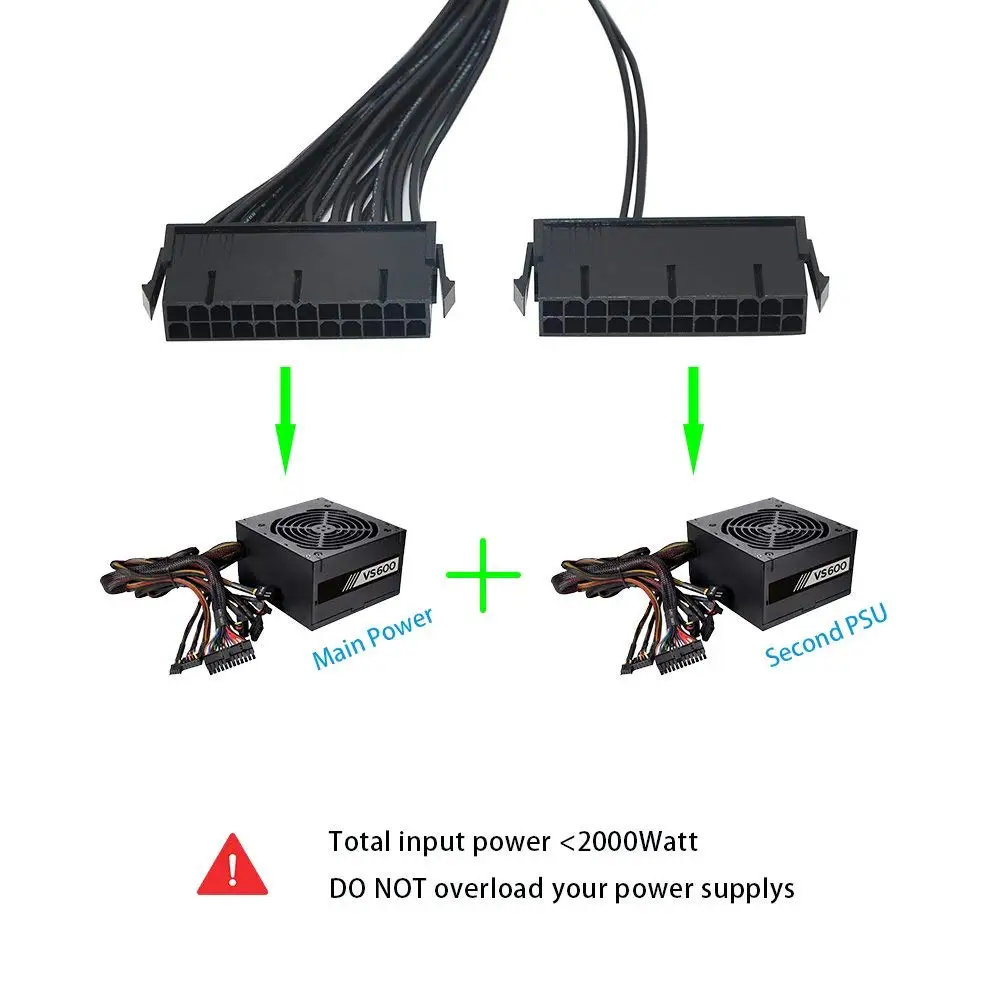 ATX 24Pin 2 Dual Molex PSU шнур питания адаптер материнской платы кабель стартер удлинитель