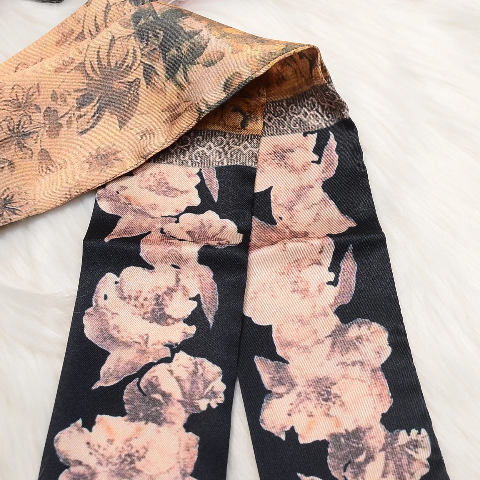 Брендовый шарф-сумка с принтом гардении саржа сатин шарф Женская Роскошная