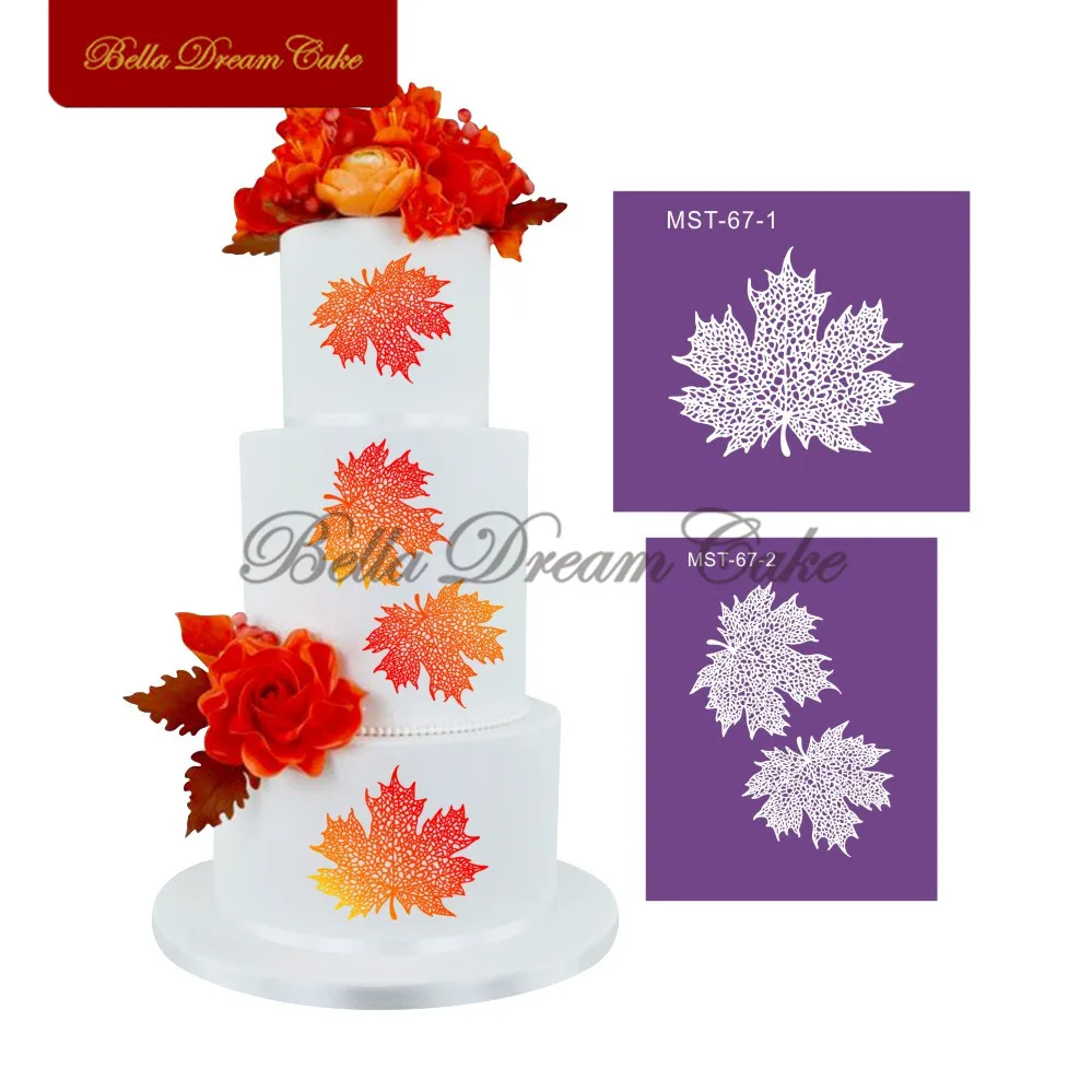 Шаблон кленового листа сетчатые трафареты ткань модель рамка для торта шаблон