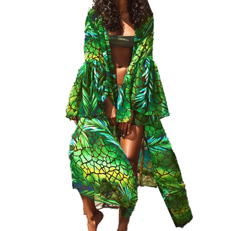 

New 2021 women's fashion lace up loose long sleeve Print Blouse