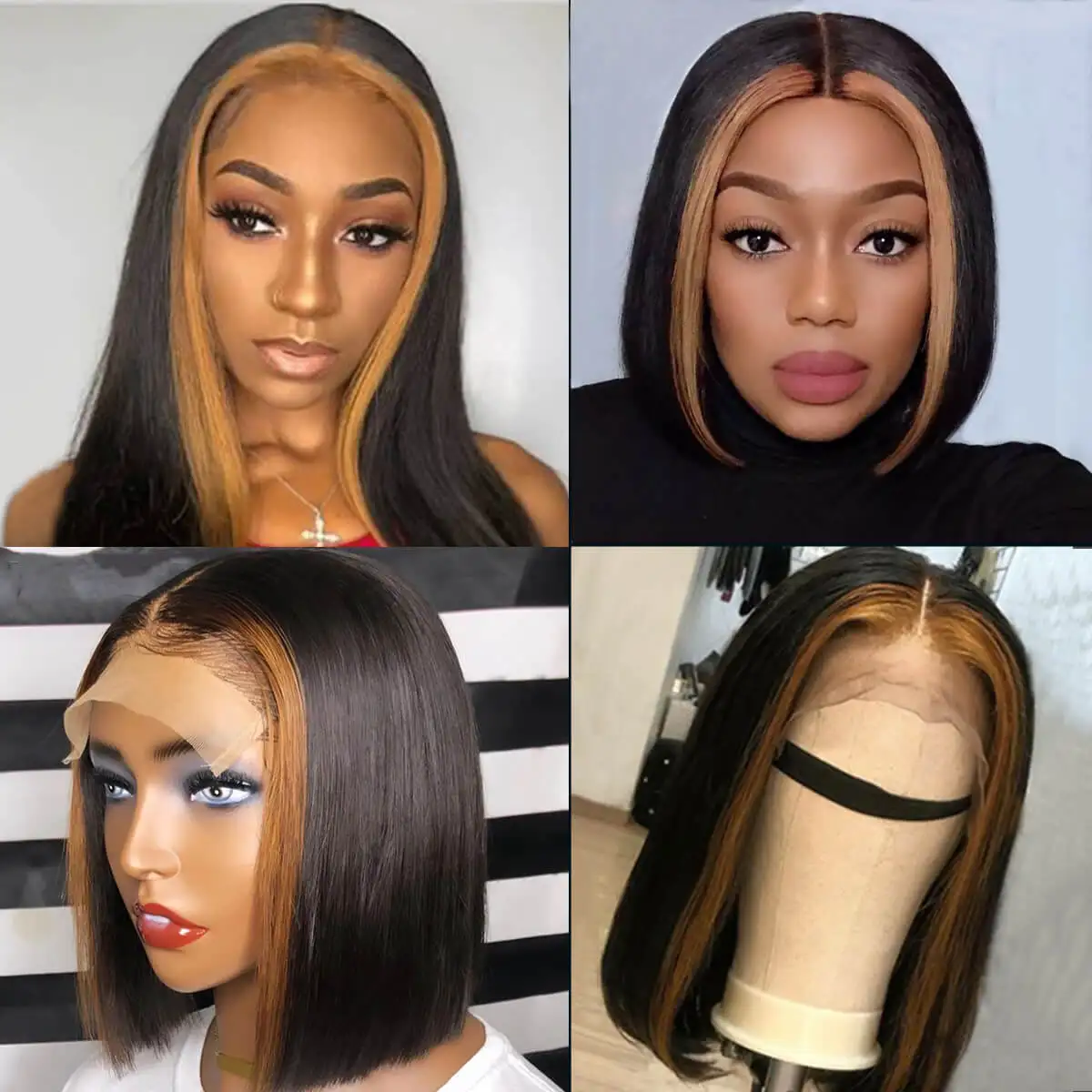 

Highlight Short Bob Wig 4x1 Lace Front Human Hair Wigs For Black Women 1B30 Pre Plucked Bleached Knots 150% Density Ubetta