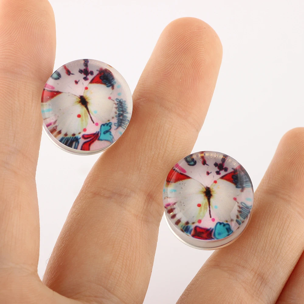 Акриловое кольцо Для Пирсинга Ушей бабочки черные и белые пробки для туннелей