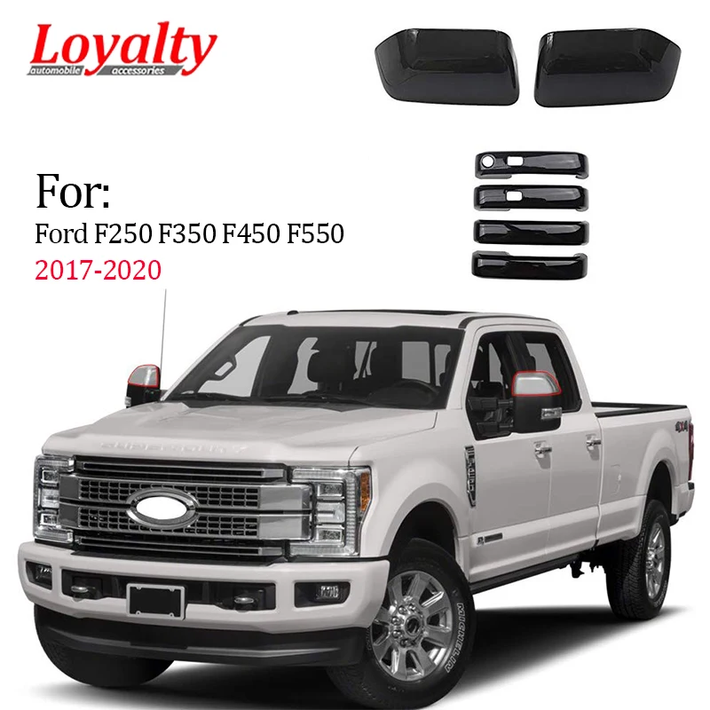 

Зеркальные чехлы на дверные ручки для 2017-2020 Ford F250 F350 Super Duty F450 F550 ABS глянцевый черный Автомобильный Стайлинг автомобильные аксессуары