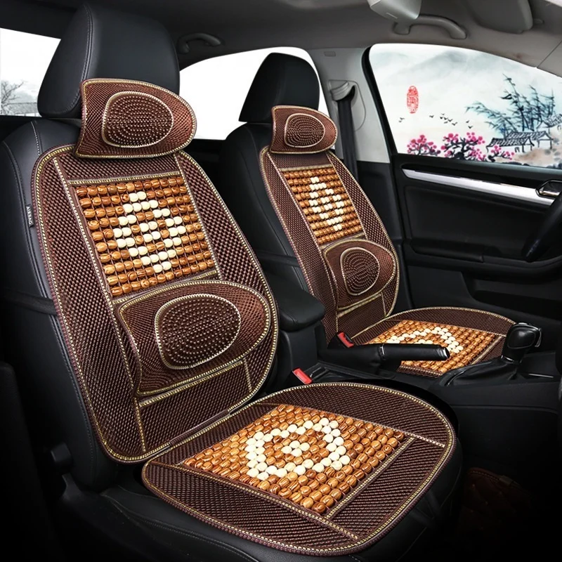

QZTECH Car supplies summer massage cool cushion breathable wood bead single back car seat cushion cover