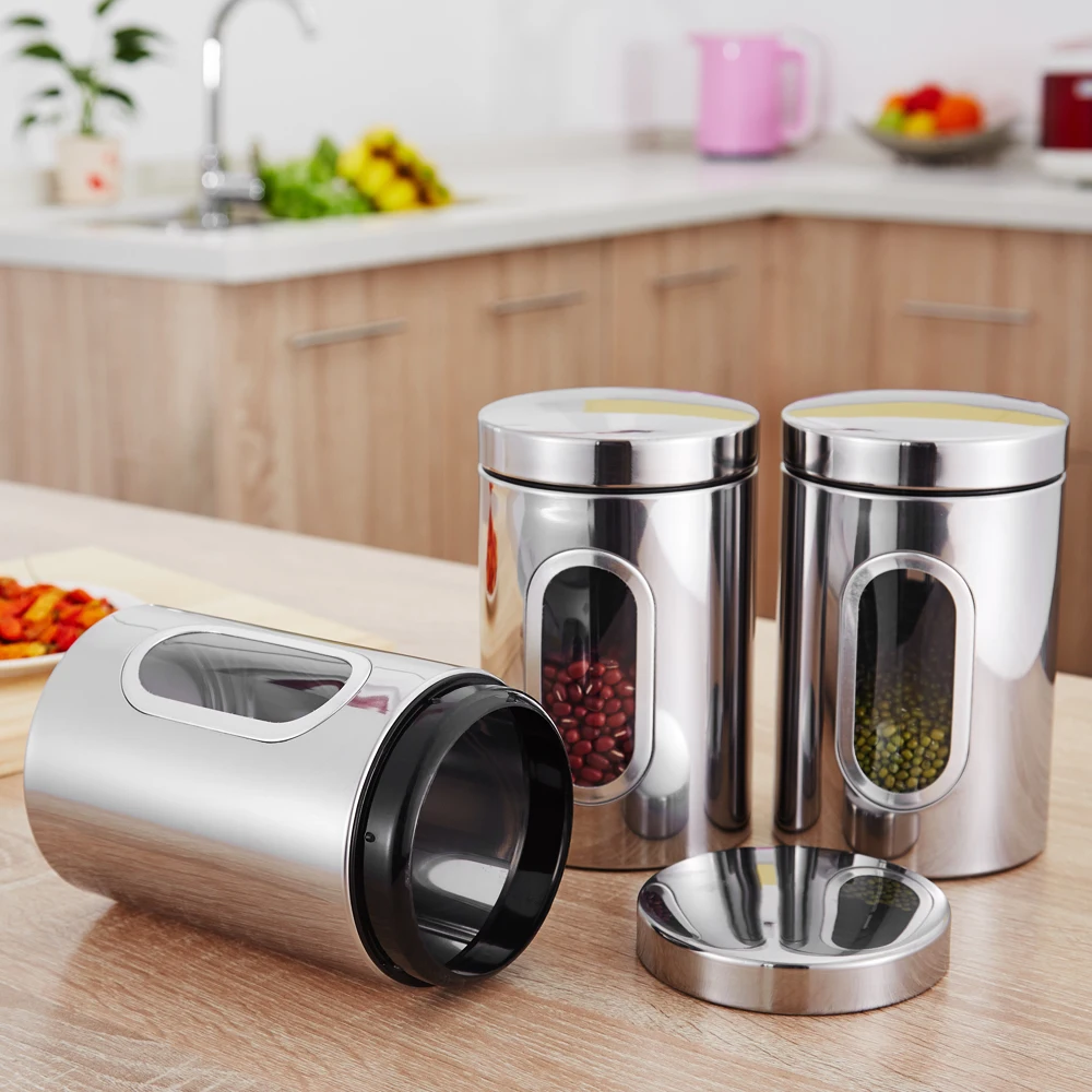 Банки для чая из нержавеющей стали 3 шт. банки хранения кофе и сахара кухонный