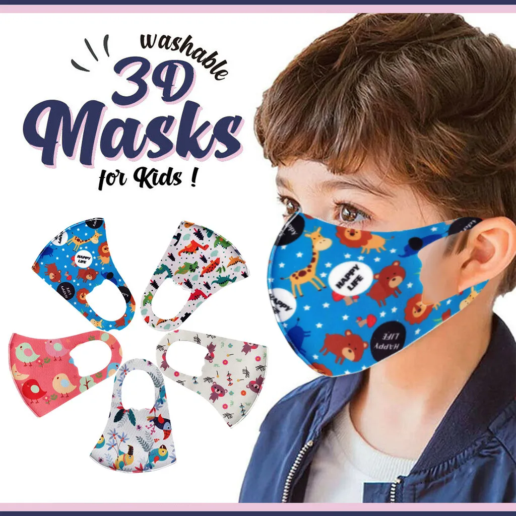 

1-100pcs Children's Print Face Mask Disposable Mouth Cover Kids Non Wove 3 Layer Ply Filter Breathable Earloops Masks Halloween