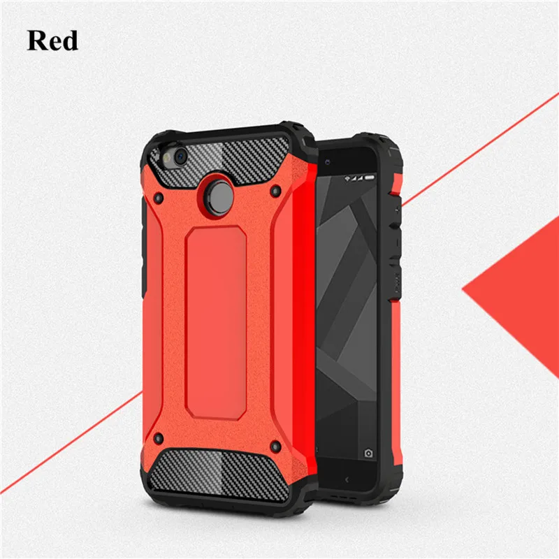 Red Чехол для Xiaomi Redmi 4X случае Роскошные Броня Гибридный ударопрочный Жесткий PC+ TPU Прочный Влияние для Redmi 4X Примечание 5 7 Pro 4X4 Чехол - Цвет: Red