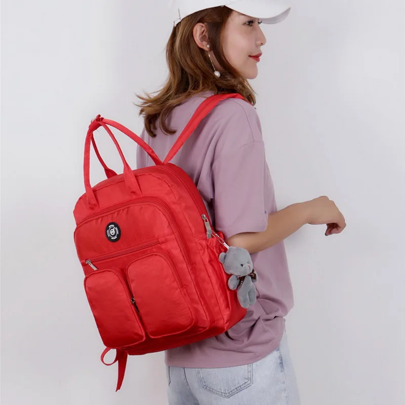 Модный женский рюкзак mochilas, водонепроницаемый нейлон, мягкая ручка, Одноцветный, много карманов, Mochila Feminina Sac A Dos, школьные сумки