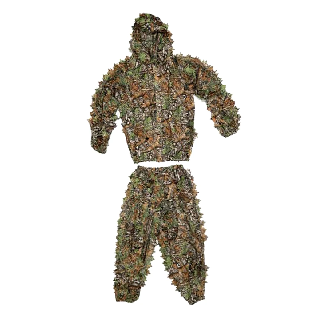 Новая одежда для охоты с 3D листьями камуфляжная костюм Ghillie куртка капюшоном