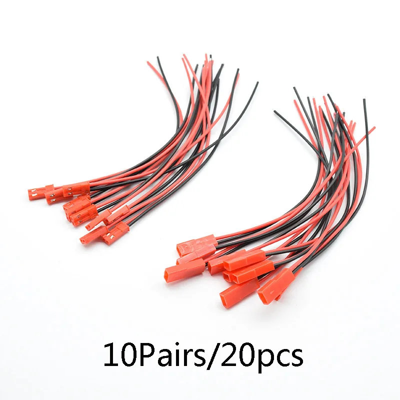 

5 пар, 10 шт., 150 мм, 2-контактный разъем, красный JST, штекерный кабель, штекер/мама для RC BEC, аккумулятор, вертолет, сделай сам, FPV, дрон, квадрокоптер