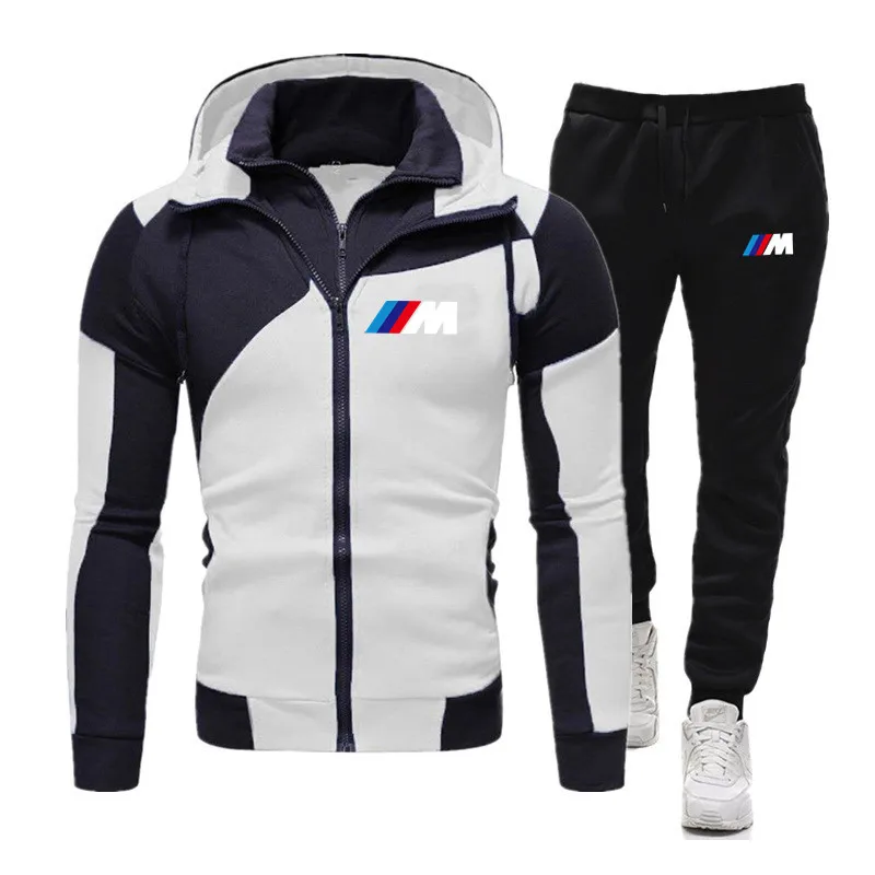 

2-Piece Sportswear Men's Zipper Hooded Sweatshirt + Pants Pullover Hooded Sportswear Jogging Suit Spring And Autumn Suit