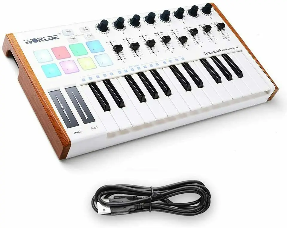 

TUNAMINI 25 клавиш USB MIDI контроллер клавиатуры 8 RGB подсветка DJ фортепиано