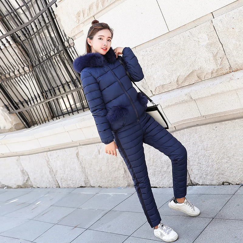 Новинка 2019 Модный осенне зимний женский теплый комплект пальто с капюшоном +