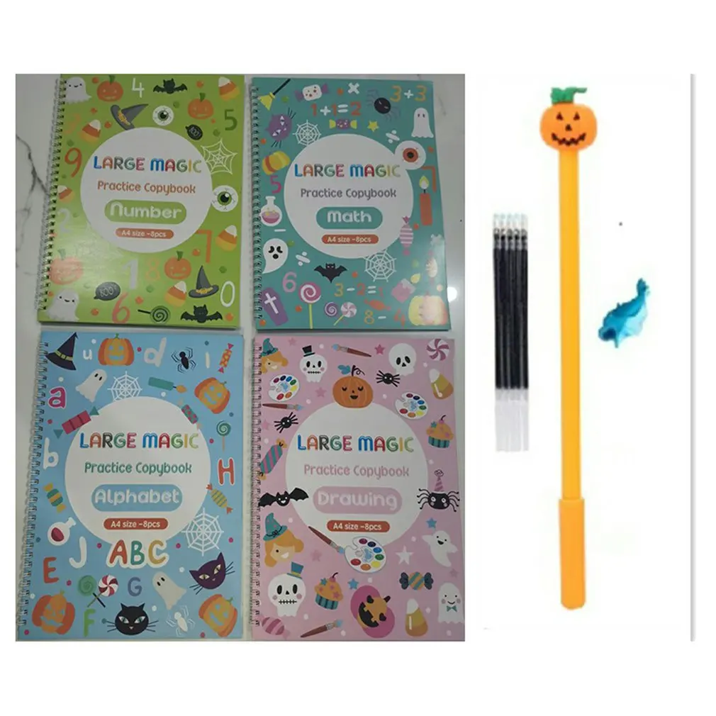 

4pcs Magic Reusable Notebook For Kids 3-5 Years Calligraphy Practice Notebook Reusable Writing Practice Notebook