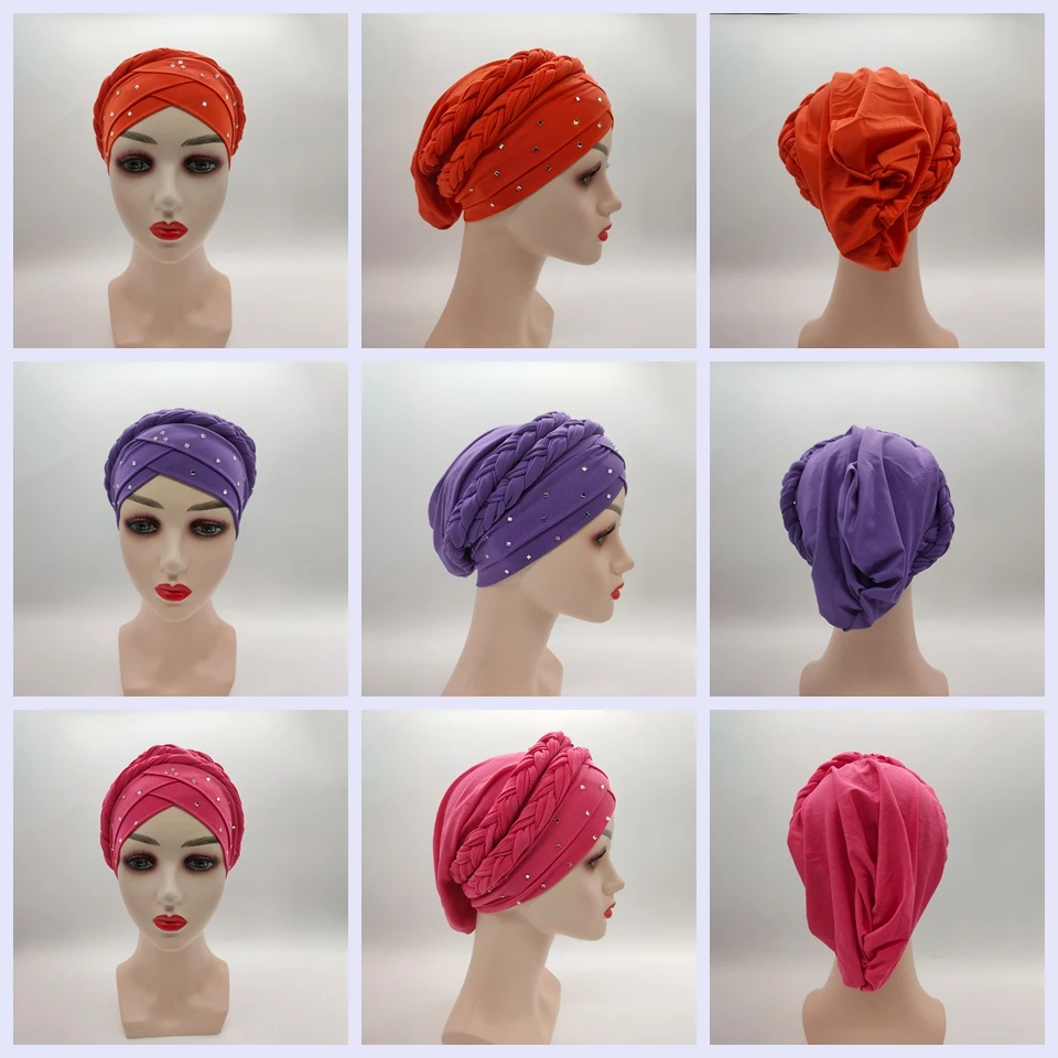 Индийский стиль Женский тюрбан шапка мусульманский шарф хиджаб шапки Хемо