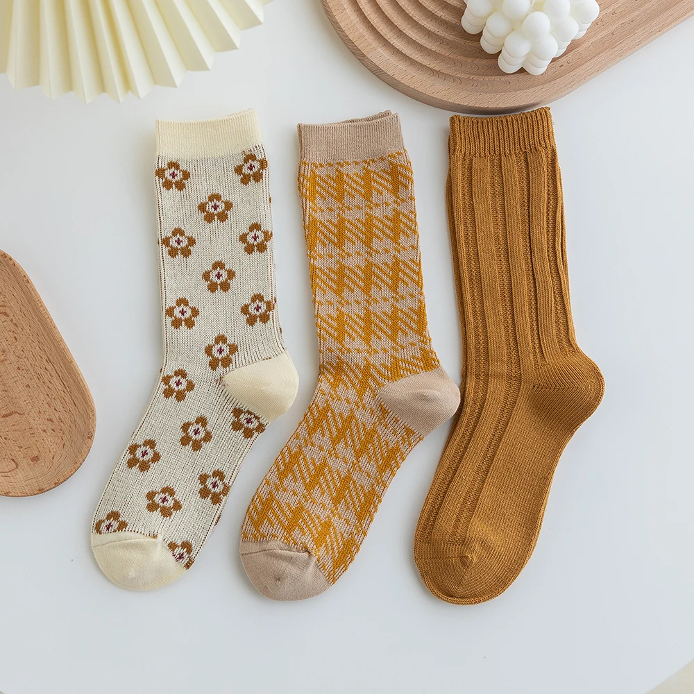 1 пара женские хлопковые носки в стиле ретро |