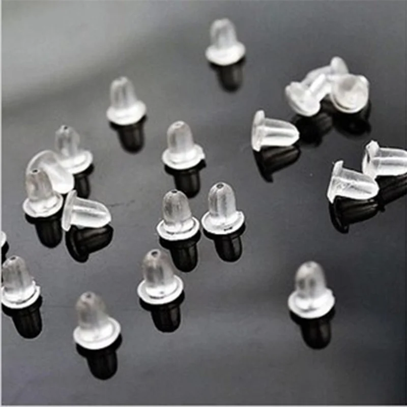 

Transparent Silicone Rubber Earring Backs Stopper 925 Silver Plated Earring Plug Caps for DIY Making Jewelry Accessories