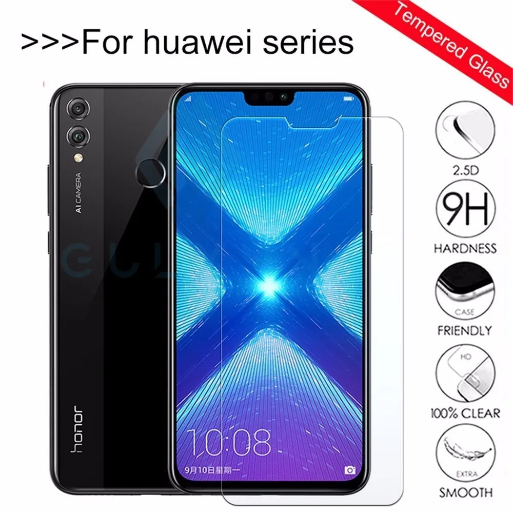 9H Защитное стекло для Huawei P20 Lite Mate 10 20 Pro закаленное стекло для Huawei Honor 10 V10 9 8X Lite Защитная пленка для экрана
