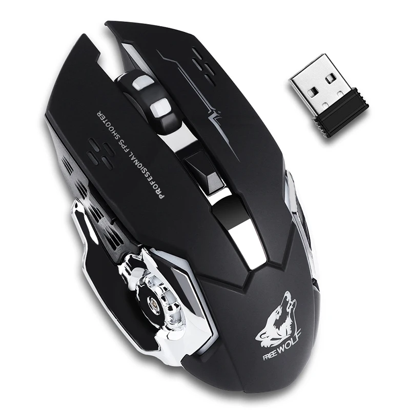 

Беспроводная игровая мышь X8, перезаряжаемая Бесшумная светодиодная подсветка, USB оптическая эргономичная игровая мышь, мыши LOL, серфинг, геймерская мышь для ПК