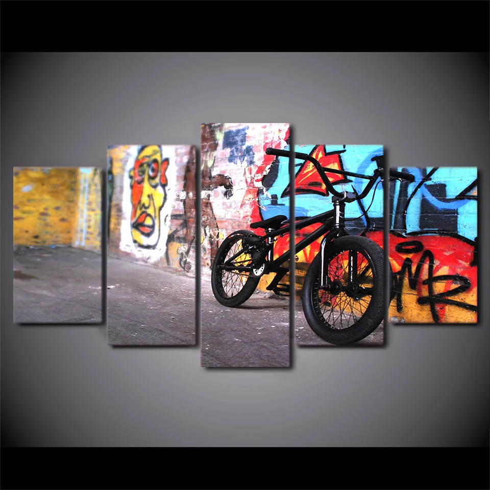 

Modular HD Printed Painting Modern Bicycle Poster Canvas Art Frame Home Decor 5 Pieces Abstract Bike Wall Art Pictures