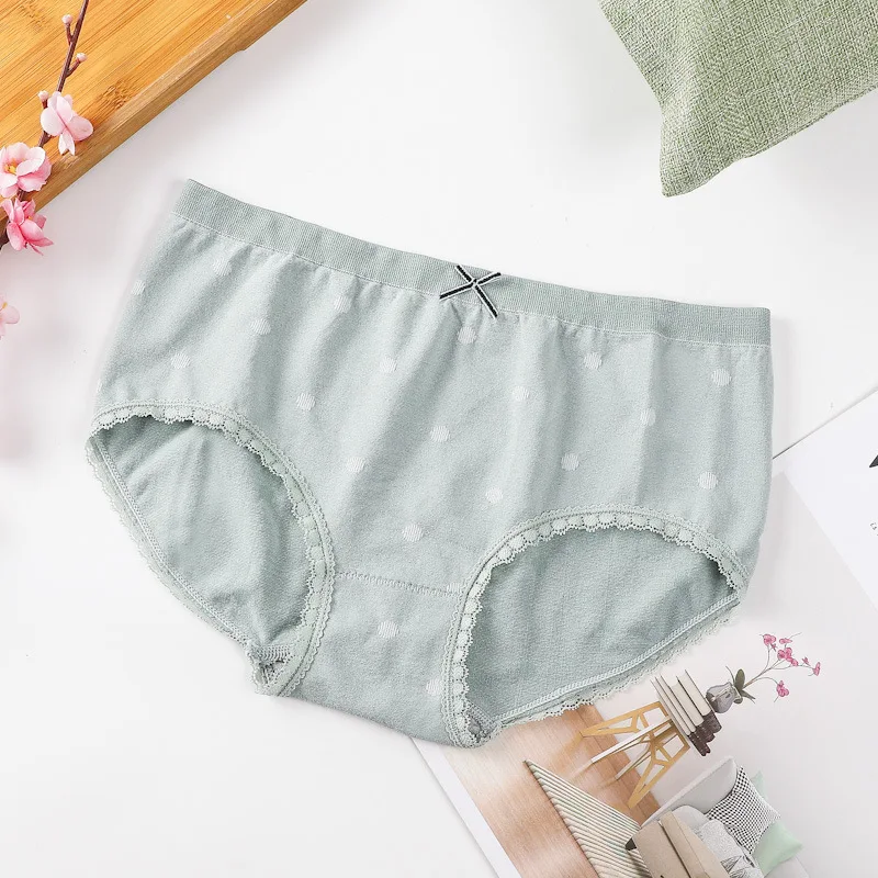 

Women's panties Japanese cotton Japanese sexy polka dot girl briefs Silk bottom crotch Breathable lace ruffles Women's underwear