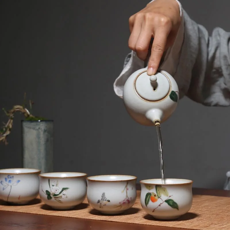 100 мл чайная чашка китайский Ru печной фарфор керамический чайный набор кунг-фу