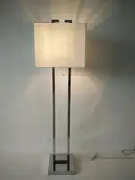 Modern light luxury H-shaped stainless steel linen lampshade floor lamp hotel room model room floor lamp