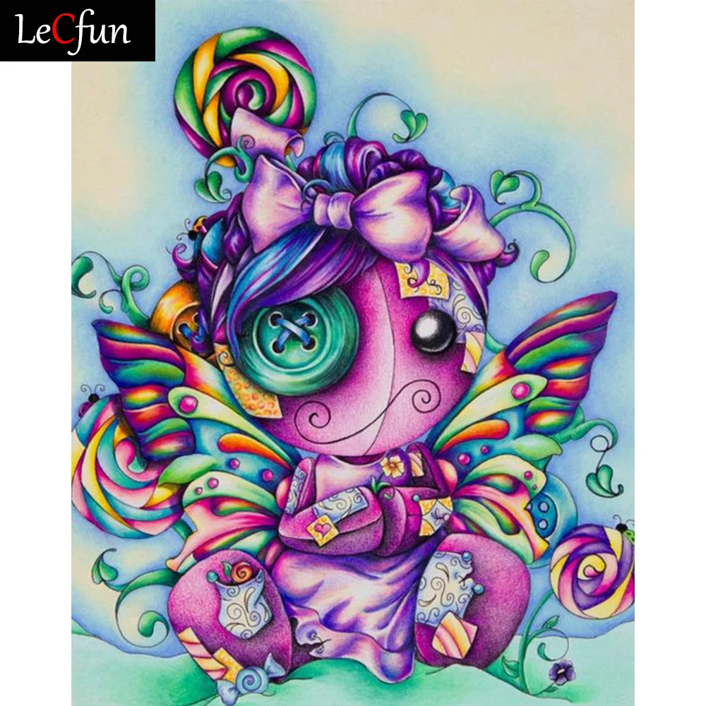 

LeCfun 5D DIY наборы для алмазной живописи By Number, полностью круглые Квадратные бусины, искусство, рукоделие, вышивка крестиком, кукла-бабочка