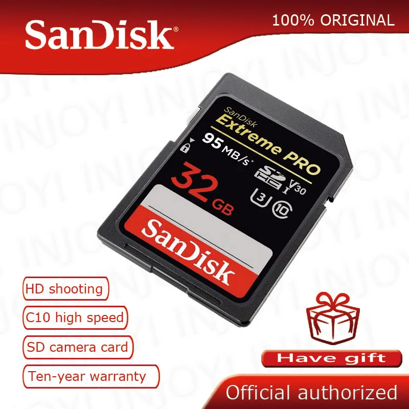 SanDisk Extreme PRO SD card 32GB 64GB 128GB SDHC SDXC UHS-I Class 10 95MB/s V30 Memory Card carte sd for Digital camera | Компьютеры и