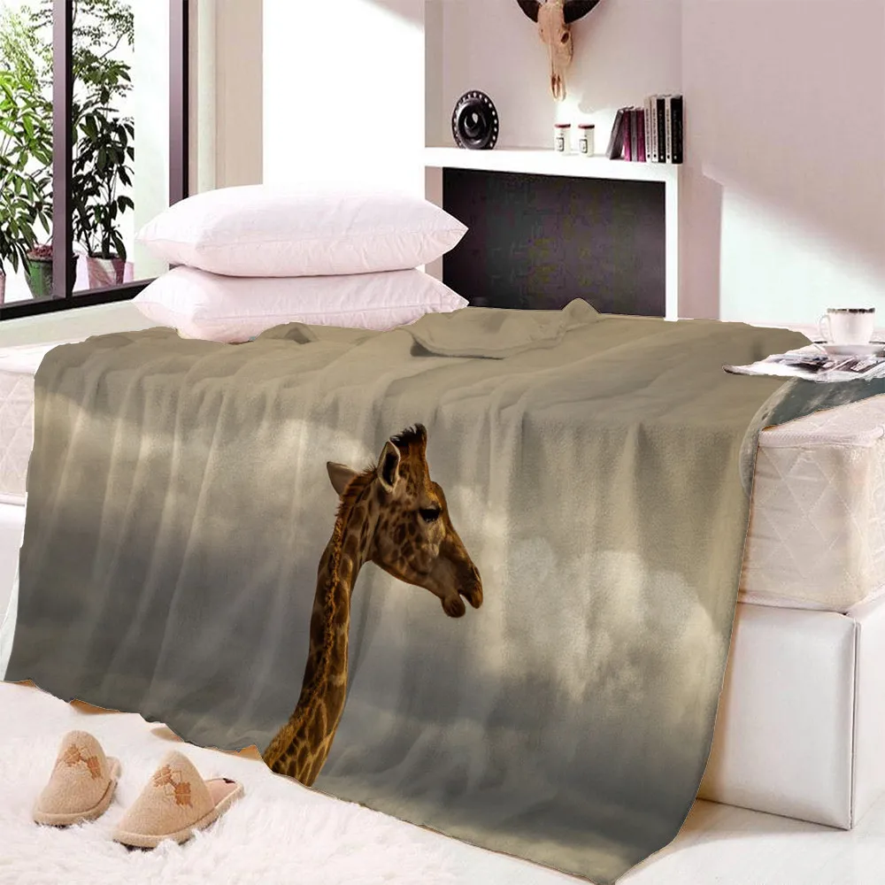

Giraffe 3D Printed Fleece Blanket Couch Quilt Cover Youth Child Travel Velvet Plush Throw Blanket Bedspread Home Office