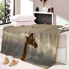 Флисовое одеяло с 3D-принтом жирафа, покрывало для дивана, дорожное покрывало для молодых детей, бархатное плюшевое покрывало для дома и офиса