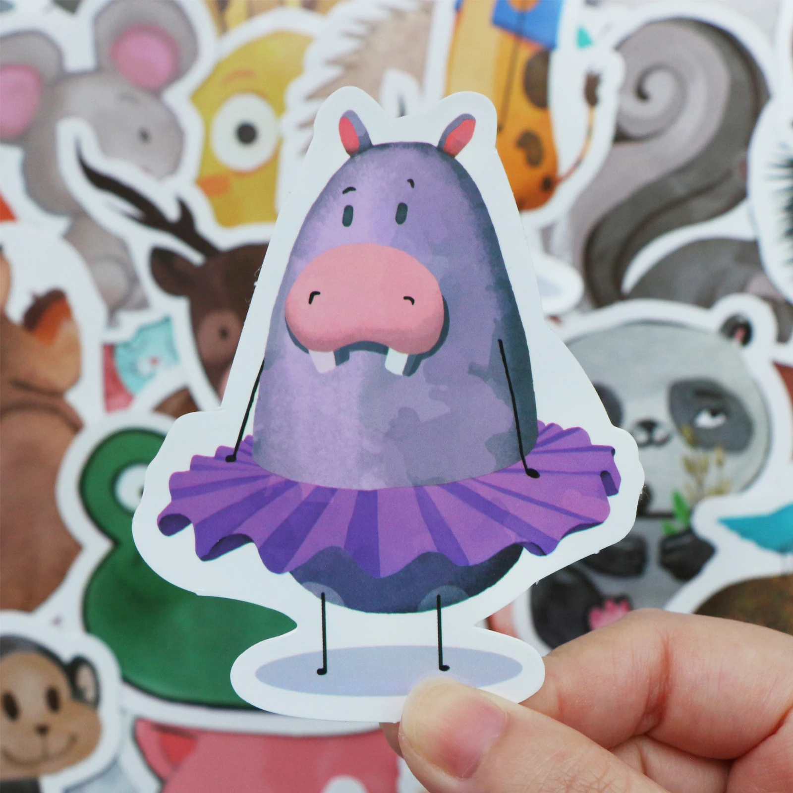 50 шт. акварельные наклейки с животными милый мультфильм образовательная игрушка