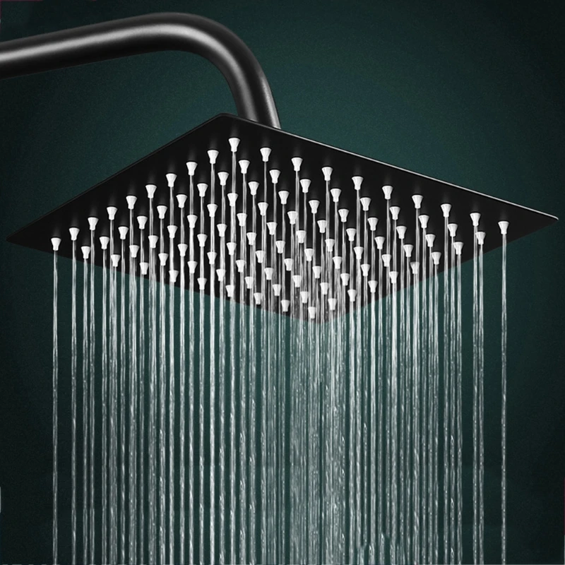 8/10/12 Inches Square/Round Showerhead Stainless Steel Black Ultrathin Bathroom Top Spray Shower Head Room | Обустройство дома