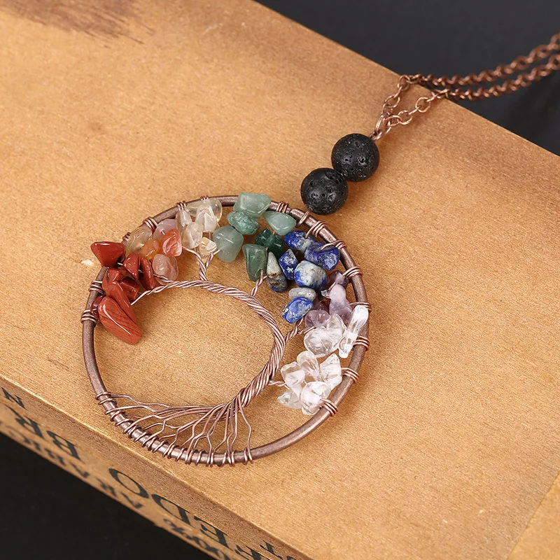 Новая модная Длинная цепочка с изображением дерева жизни массивное ожерелье