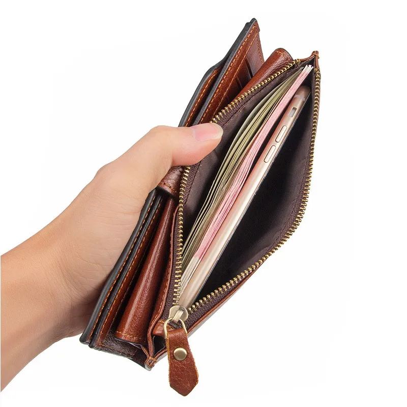 Мужской клатч из натуральной кожи с отделением для монет и телефона | Багаж сумки