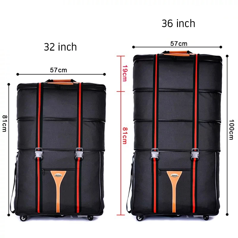 Waterproof 32 36 inch Large capacity Oxford cloth rolling luggage bag abroad to study and move to move folding trolley suitcase