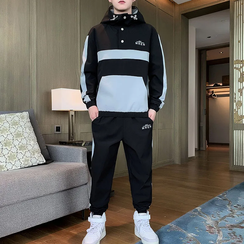 

Men Jacket+Pants 2PC Sets Spring Autumn Sportswear Men's Sets Casual Male Track Suit Two Piece Set Jacket + Jogger Pants