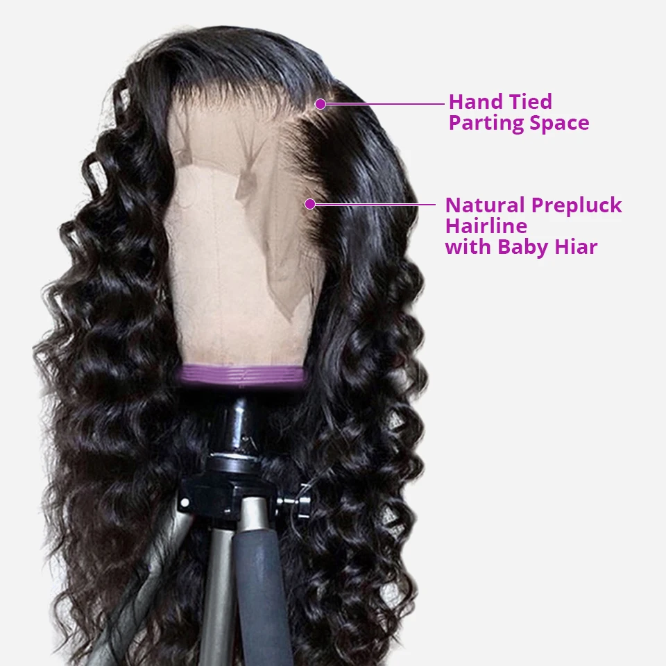 250 плотность свободный глубокая волна кружевной передний парик Remy человеческие