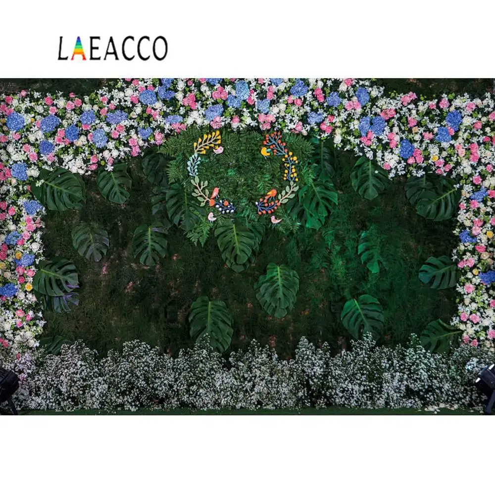 Тропический Свадебный сценический фон Laeacco для фотосъемки цветы венок пальмы