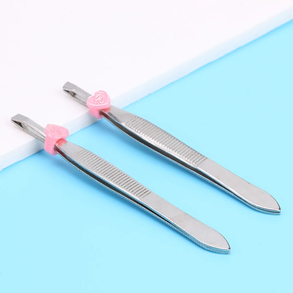 Профессиональный пинцет для бровей плоская наклонная стальная заколка удаления