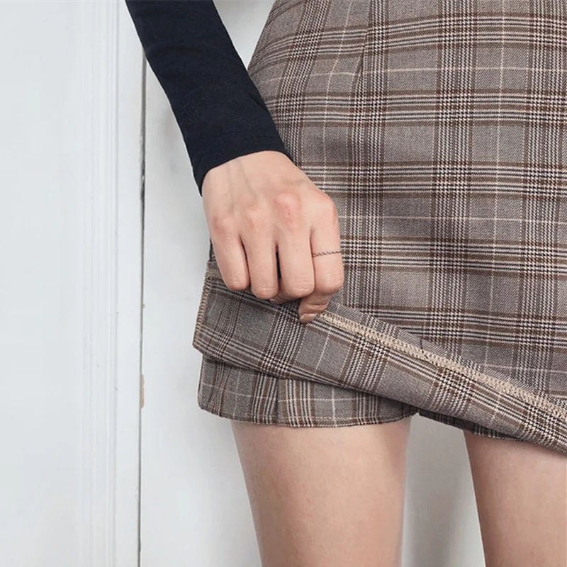 KINOMI Ретро клетчатый Блейзер наборы однобортный пиджак винтажная юбка-карандаш 2