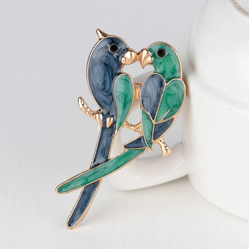 Lovebirds любовник с двумя птицами Броши для женщин эмаль посвященная брошь для пар брошь с попугаями булавка Имитация жемчужное животное ювелирные изделия
