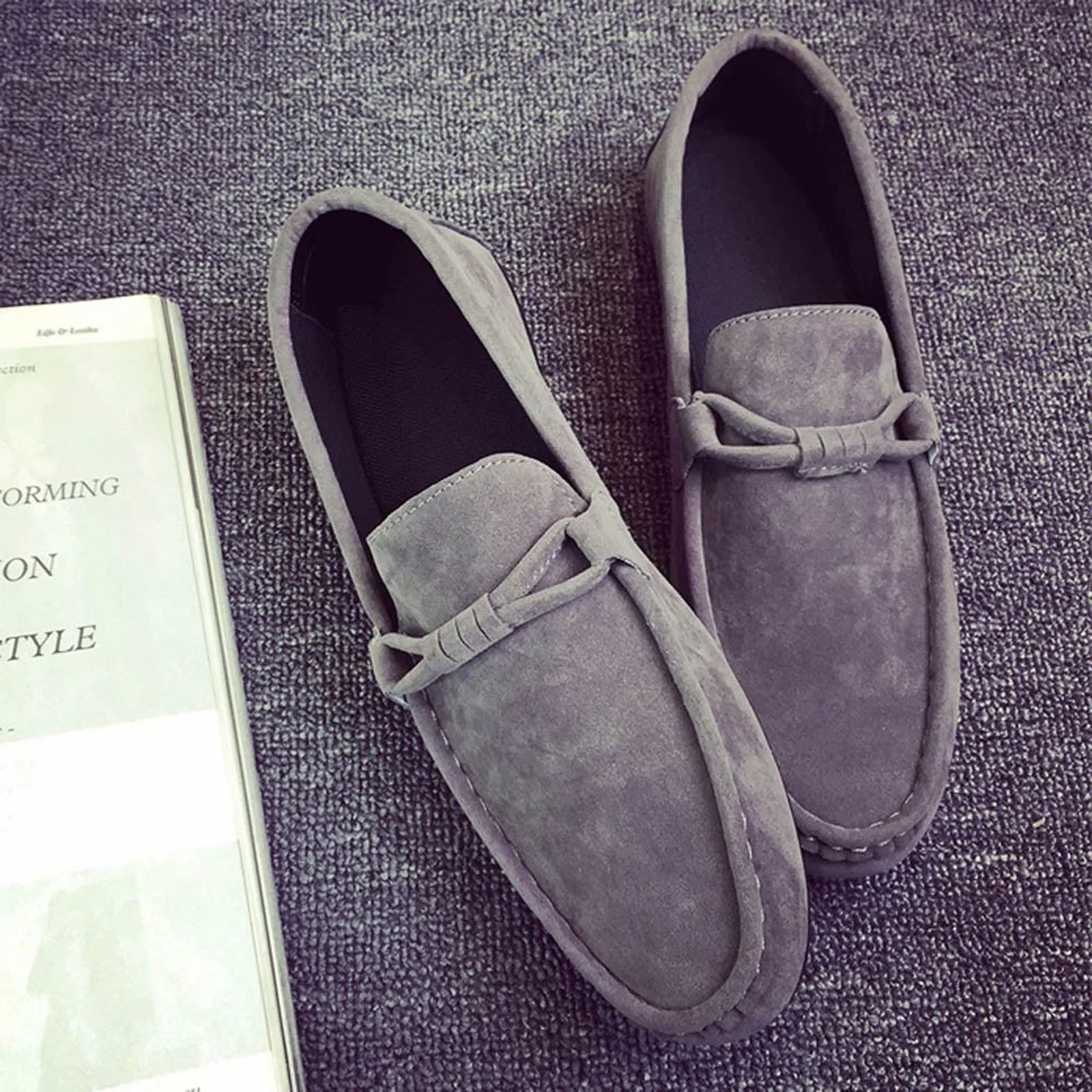 

Fashion Suede Beanie Lazy Men's Shoes Driving Shoes Single Shoes Easy-to-wear men's loafers Flat Shoes casual summer 2021 #01