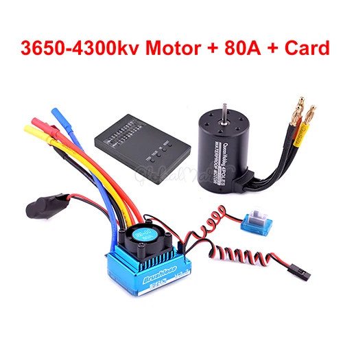 80A 3650-4300KV Card 3650 3900kv 4300kv бесщеточный двигатель/45A 60A 80A 120A бесщеточный ESC электрический регулятор скорости пыленепроницаемый для 1:10 1/10 RC автомобилей - Цвет: 80A 3650-4300KV Card