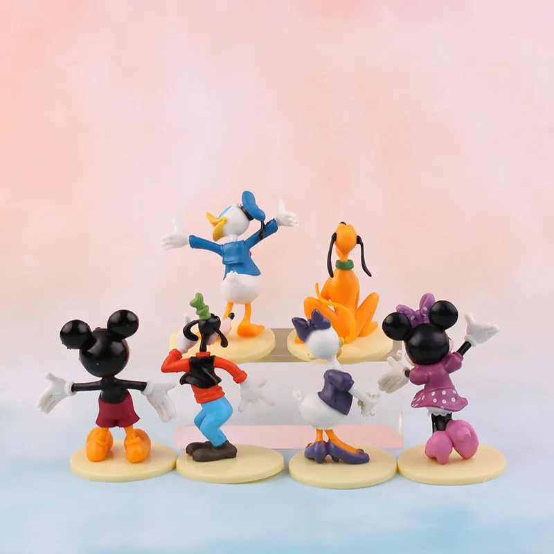 Disney 6pcs 5-9cm Mickey Mouse Minnie Donald Duck Mini Cute Cartoon PVC Action Figures Model Toys Childrens Gifts Cake Toppers | Игрушки и